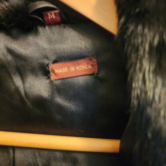 VTG Black Rabbit Coat Women's Size M 100% Rabbit Fur - Picture 3 of 7